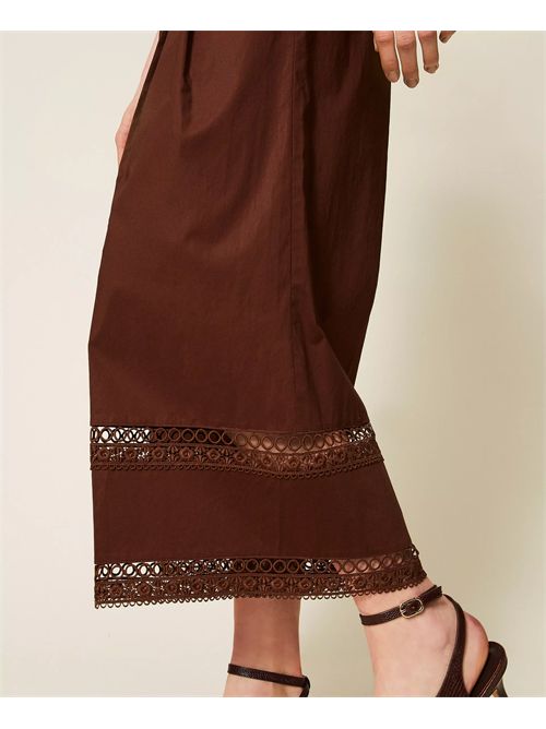 Pantaloni ampi in popeline con ricamo TWINSET | TT2252/12110